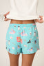 Flannel Short -Turquoise Dogs